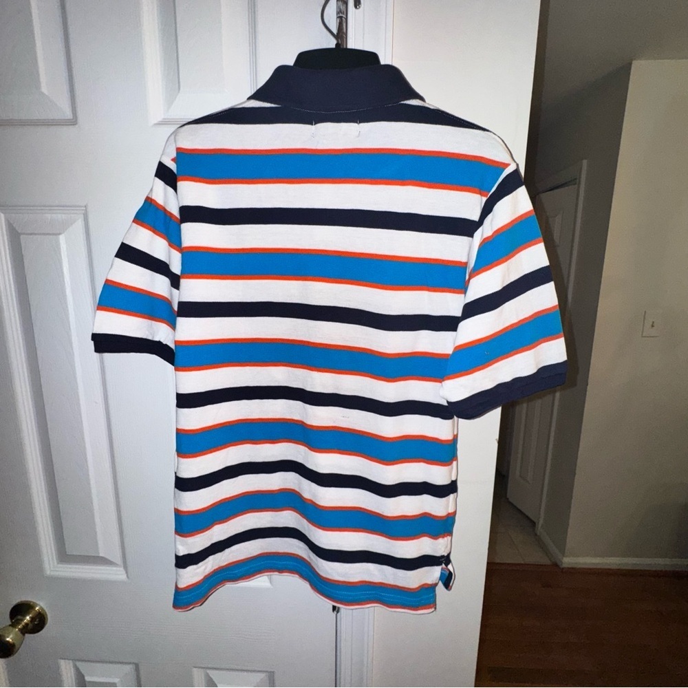 U.S. Polo Assn. Boy's XL 18/20 NWT Striped Polo Shirt Orange Blue White Logo - Picture 7 of 9